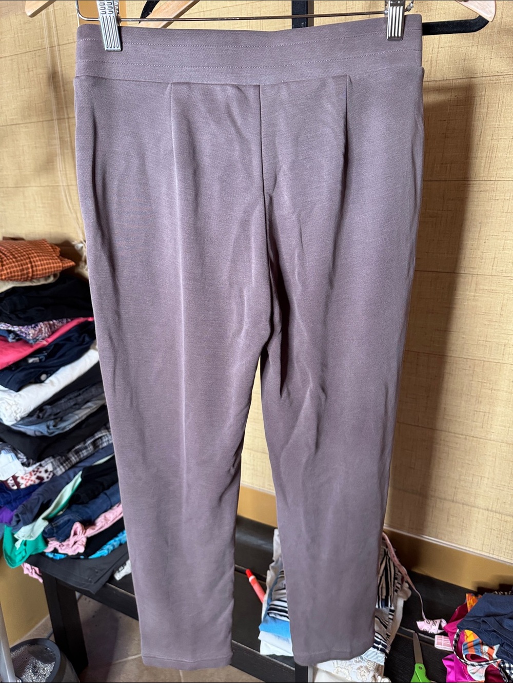 Pure Jill Eggplant Purple TENCEL Modal Slim Leg Knit Pants XSP Like New - Picture 5 of 7
